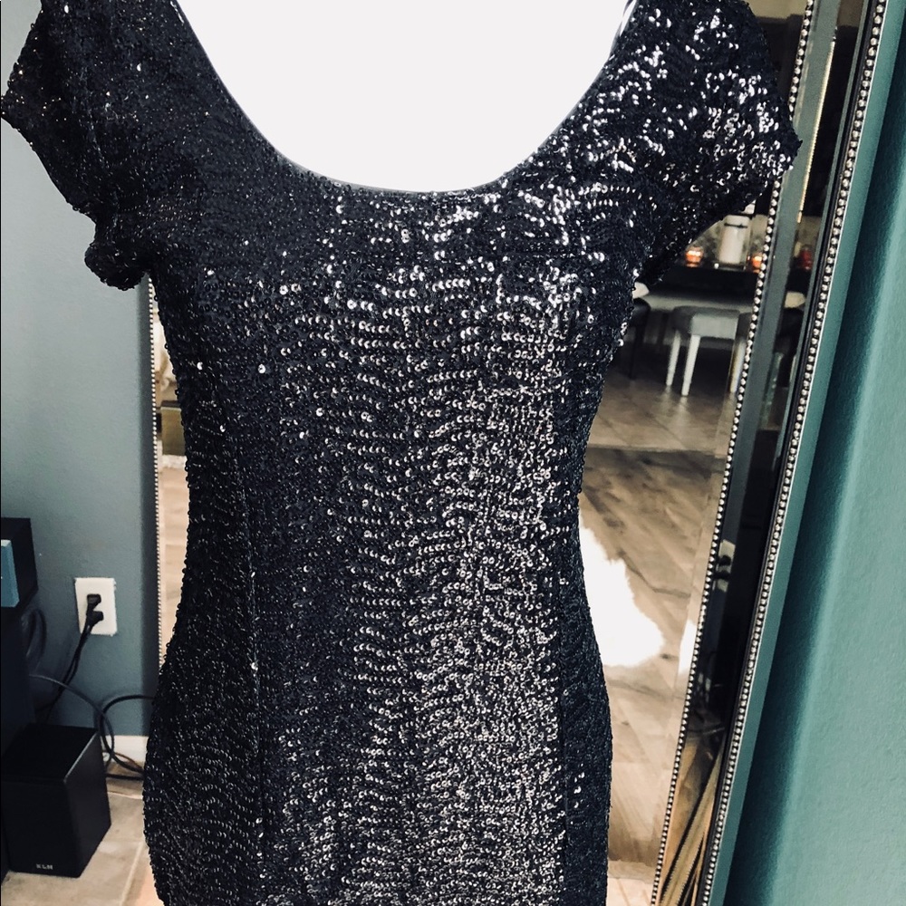 💋Black Sequin Dress size 10 NWT